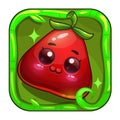 Funny app icon with cute red fruit Royalty Free Stock Photo