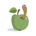 funny apple with cute warm, vector clipart, summer comic illustration