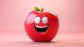 Funny apple with smiling face. AI generated Royalty Free Stock Photo