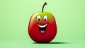 Funny apple with smiling face. AI generated Royalty Free Stock Photo