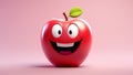 Funny apple with smiling face. AI generated Royalty Free Stock Photo