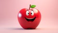Funny apple with smiling face. AI generated Royalty Free Stock Photo