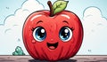 Funny apple with smiling face. AI generated Royalty Free Stock Photo