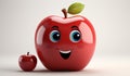 Funny apple with smiling face. AI generated Royalty Free Stock Photo