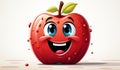 Funny apple with smiling face. AI generated Royalty Free Stock Photo