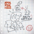 Funny April Fools' Prank of Salt Coffee, Vector Illustration