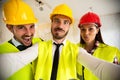 Funny architects workers taking selfie at contruction site Royalty Free Stock Photo