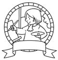 Funny artist or painter. Coloring book. Emblem