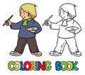 Funny artist or painter. Coloring book