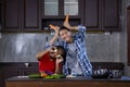 Funny asian brother and sister play together Royalty Free Stock Photo