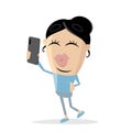 Asian cartoon girl taking a selfie