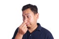 Asian Man Close His Nose Sick of Bad Smell Royalty Free Stock Photo