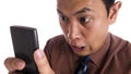 Funny Asian Man Close Up Angry Expression Royalty Free Stock Photo