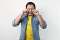 Funny Asian Man Crying Royalty Free Stock Photo