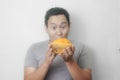 Funny Asian Man Enjoys Durian fruit Royalty Free Stock Photo