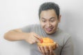 Funny Asian Man Enjoys Durian fruit Royalty Free Stock Photo