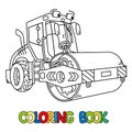 Funny asphalt compactor car with eye coloring book