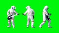 Funny astronaut play to bass guitar . Green screen. 3d renderimg.