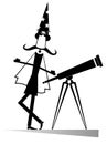 Cartoon stargazer with telescope isolated