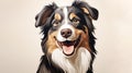 Funny Australian Shepherd Puppy Canvas Dog Painting Poster