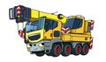 Funny autocrane or mobile crane with eyes