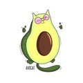 Funny avocado cat Illustration cartoon print design