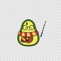 Funny avocado icon. Harry Potter style. Magic wand. Isolated. Vector