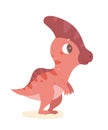 Funny baby dinosaur, jurassic wildlife, isolated cute prehistoric parasaurolophus