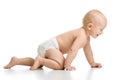 Funny baby goes down on all fours