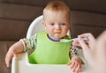 Baby refuse to eat a meat Royalty Free Stock Photo