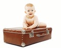 Funny baby on the suitcase