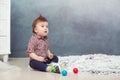 Funny baby toddler boy at home Royalty Free Stock Photo