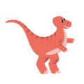 Funny baby velociraptor vector isolated. Wild reptile