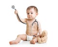 Funny baby weared diaper with stethoscope