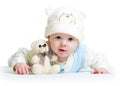 Funny baby weared hat with plush toy