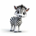 Funny Baby Zebra Character: Cute And Fluffy 3d Animation Icon