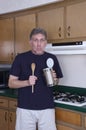 Funny Bachelor Man Cooking Dinner Eat From Tin Can