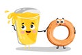 Funny bagel and lemonade glass cartoon character Royalty Free Stock Photo