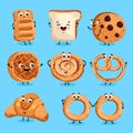 Funny bakery characters cartoon vector