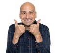 Funny bald man showing thumbs up Royalty Free Stock Photo