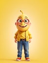 Funny banana character on yellow Royalty Free Stock Photo