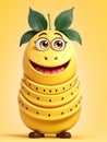 Funny banana character on yellow Royalty Free Stock Photo