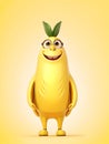 Funny banana character on yellow Royalty Free Stock Photo