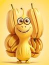 Funny banana character on yellow Royalty Free Stock Photo