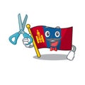 Funny Barber flag mongolia Scroll cartoon character design style