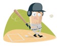 Funny baseball batter is ready for the ball Royalty Free Stock Photo