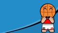 Funny basketball head character cartoon illustration card backgroun