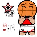 Funny basketball head character cartoon kawaii expression illustration