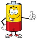 Funny Battery Cartoon Mascot Character Giving A Thumb Up