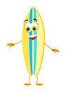 Funny Beach Surfboard with eyes - Summer Things Collection. Cartoon funny characters